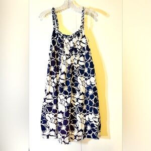 J. Crew Navy and White Floral Sundress with Braided Neckline Size 10